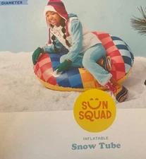 Sun Squad - Inflatable Snow Tube 36” (91.4 cm) Easy Grab Handles Checkered New
