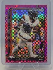 2025 Topps Chrome RJ Harvey RC #330 Hot Pink X-Fractor Refractor Broncos Rookie