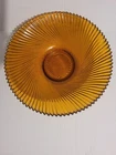 Vtg MCM Honey Amber Console Fruit Bowl Art Glass Swirl Ribbed 11” Sawtooth