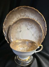 Vtg Alka Kunst Bavaria Porcelain Tea Trio Cup Saucer Dessert Plate W. Germany 