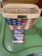 Longaberger 1997 1st Edition 20th Century Flag Basket W/Liner, Protector Tie On