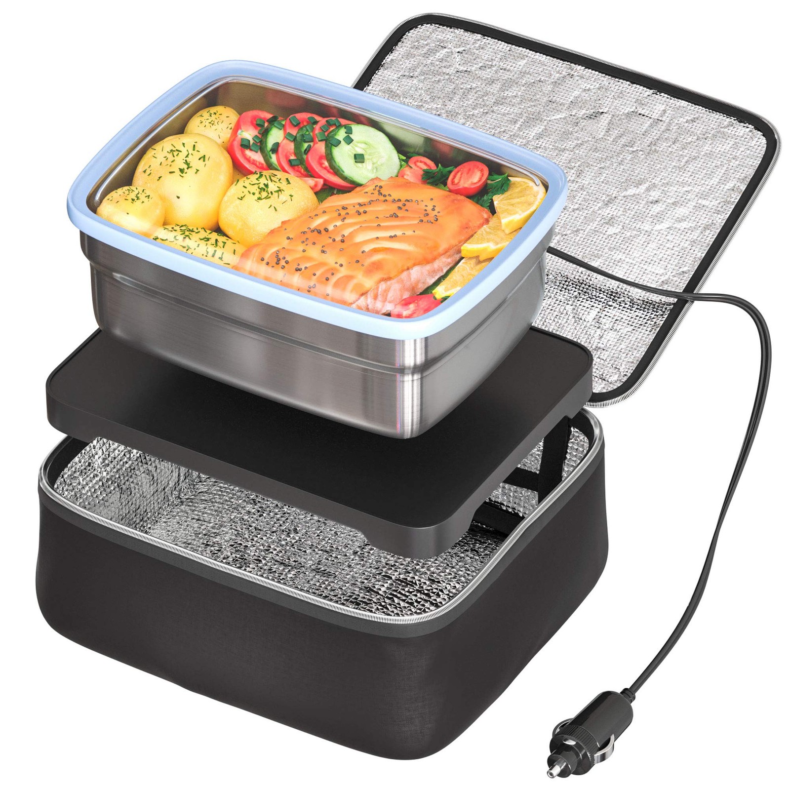 Skywin Portable Car Food Warmer with Vehicle Plug, Car Microwave Alternative, Mi
