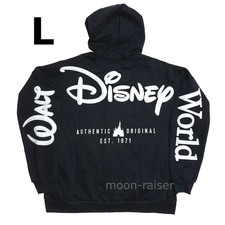 Disney Parks Black Zip Hoodie Adult LARGE Walt Disney World Authentic Original