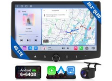10.1" QLED 6 64 Android Car Stereo Apple CarPlay GPS 4G Double DIN Entertainment