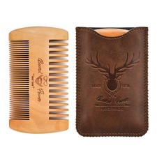 Wooden Beard Comb Durable Case For Men Beard Mustaches, Fine Coarse Teeth