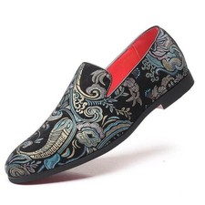 Fashion Men's Slip on Leisure Floral Printed Oxfords Party Loafers Casual Shoes