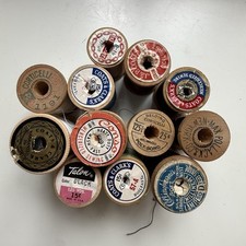12 Vintage Wooden Spool Lot Star Talon Coats  Clark Belding