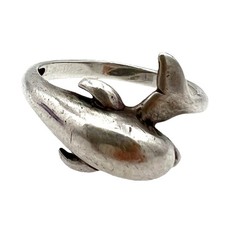 Vintage .925 Sterling Silver Kabana Dolphin Ring Size 7
