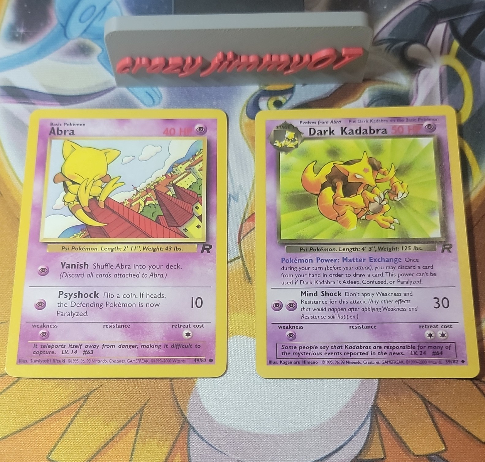 Pokemon TCG Team Rocket Abra 49/82 & Dark Kadabra 39/82 2-Card Lot English 2000
