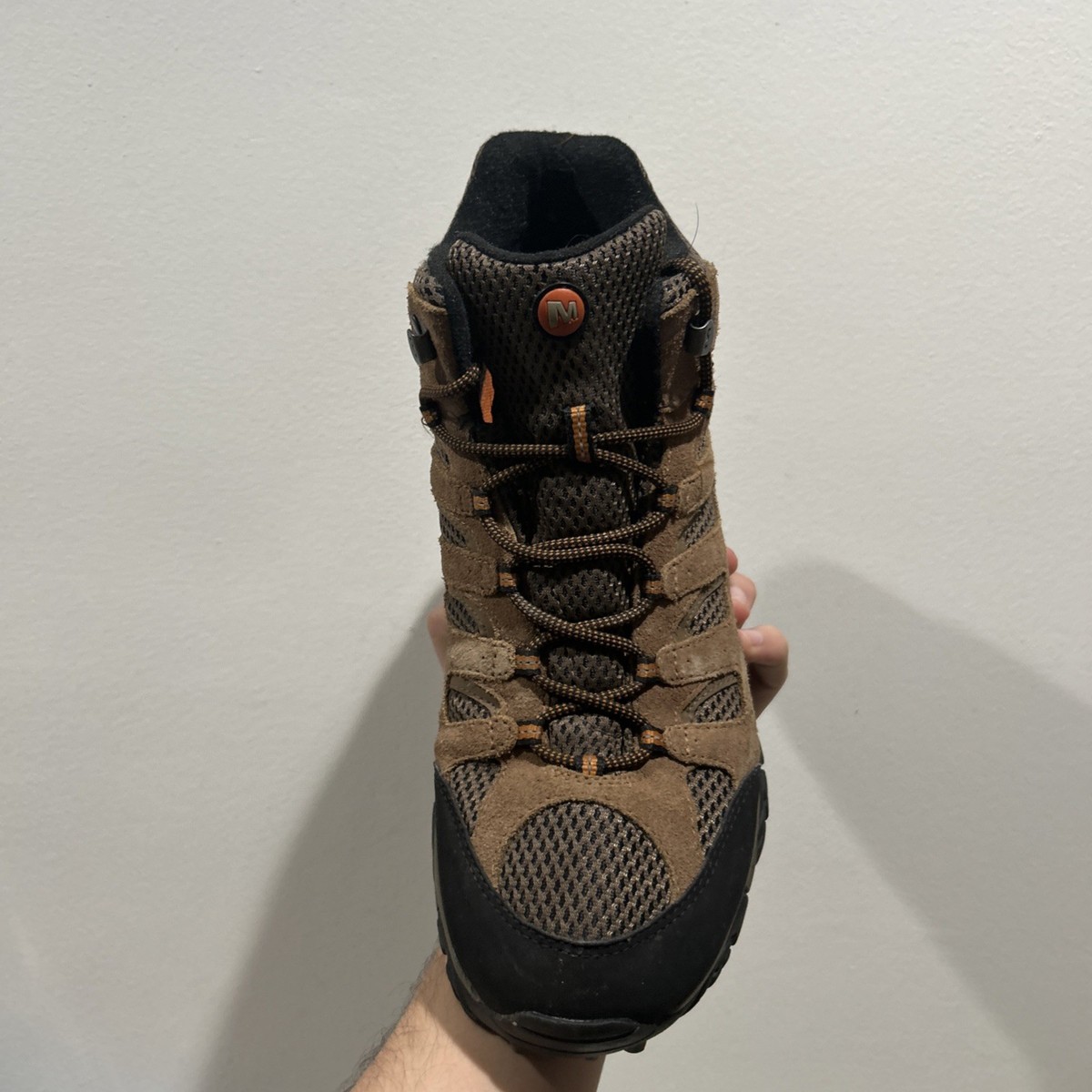 Merrell Moab Waterproof‎ Hiking Boots Mens 12 Brown Suede Vibram Camping Walking Merrell Brown Hiking Shoes & Boots for Men for sale | eBay main image 2