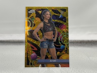 Topps Chrome WWE 2026 AJ Lee RAW Wrestling Gold Refractor #66 11/50