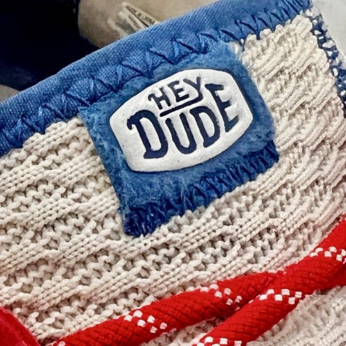 Hey Dude Scirocco M Americana scarpe sneakers slip on uomo taglia 10 rosso bianco blu - Foto 5 di 14
