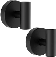 Removable Suction Cup Hooks for Bathroom - Waterproof & Rustproof, Black (2 Pack