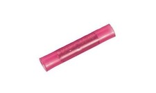 100 Red Nylon Insulated Seamless Butt Splice Connectors Non-Flared Entry 22-1...