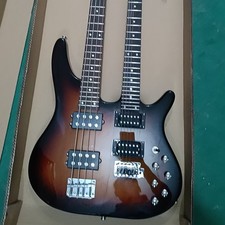Double Neck 4/6-strings Tobacco Sunburst Electric Guitar Bass Maple Neck ShipUS