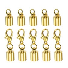 10pcs Cord End Cap 5.5mm ID Lobster Claw Clasp End Caps For DIY Bracelets Gold