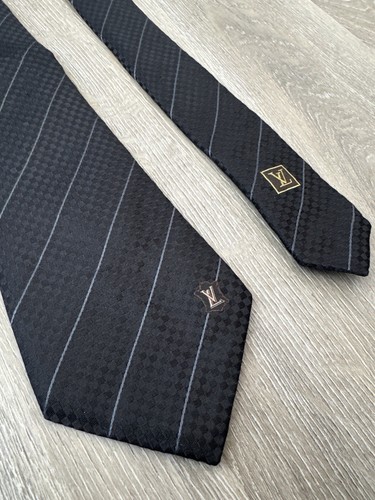Louis Vuitton LV Seidenkrawatte Schwarz Gold Monogramm Vintage - Bild 10 von 13