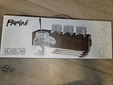 New Parini Grill Masters glass jar condiment set.
