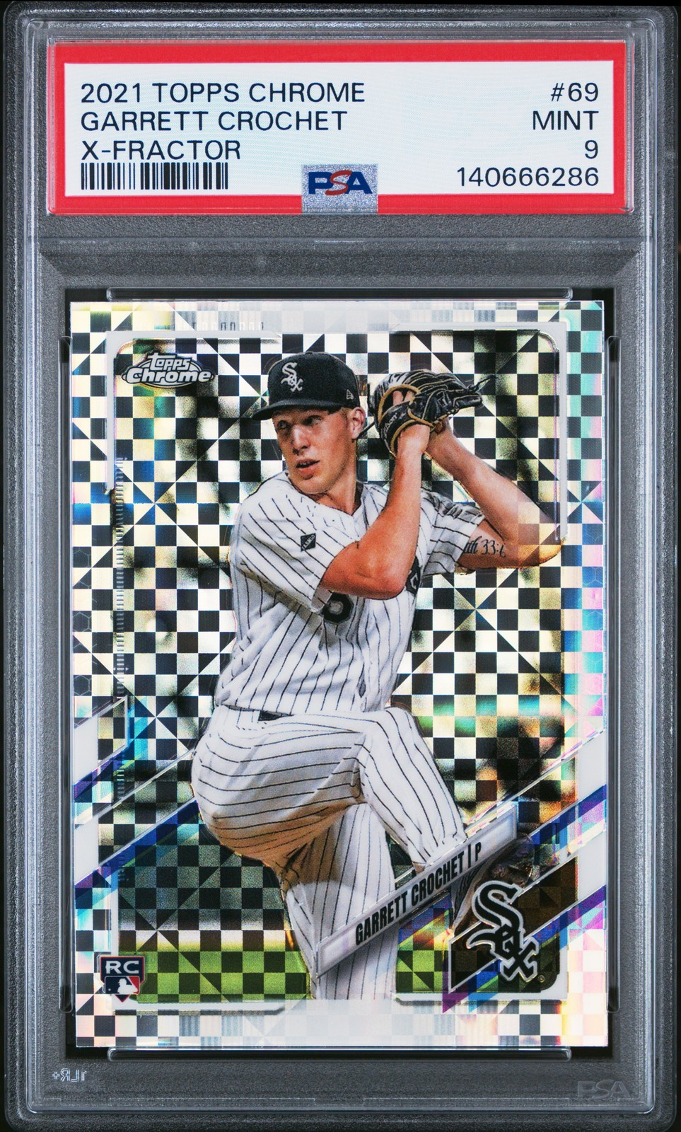 2021 TOPPS CHROME X-FRACTOR #69 GARRETT CROCHET ROOKIE RC PSA 9