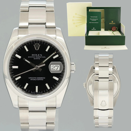 MINT Rolex Oyster 115200 Black Stick Oyster Perpetual Date 34m...