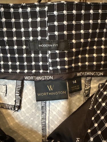 Worthington Women's Pull On Stretch Comfort Capri Dress Pants Size 14 black geo - Picture 6 of 9