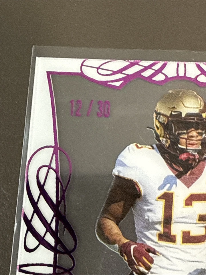 2021 Leaf Trinity Rashod Bateman #CA-RB2 XRC Rookie Clear Auto Pink /30 Ravens - Image 2 of 3