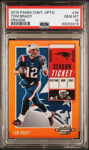 2018 Panini Contenders Optic Tom Brady #34 Orange PSA 10