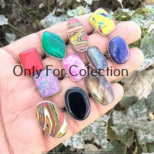925 Sterling Silver Plated Mosaic Jasper & Mix Gemstone Rings Lot Sale Jewelry