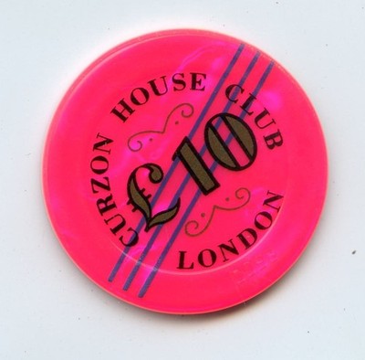 10.00 Jeton from the Curzon House Club London United Kingdom Hot Pink 3 Stripes