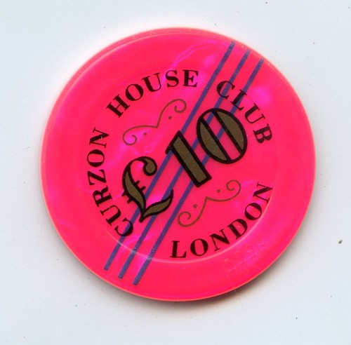 10.00 Jeton from the Curzon House Club London United Kingdom Hot Pink 3 Stripes