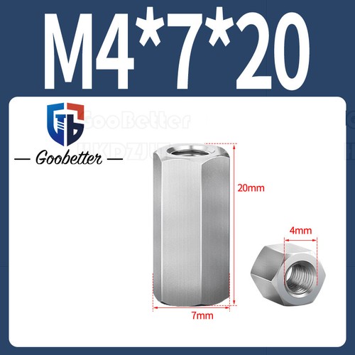 M3-M24 304 Stainless Steel Hexagon Hex Long Connector Joint Tubular Coupling Nut - Picture 18 of 87