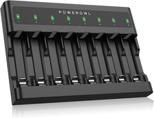 AA AAA Battery Charger 8 Bay, Independent Slot, USB Fast Charging for Ni-Mh Ni-C