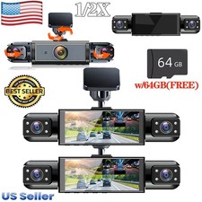 1/2x HD Dash Cam 4-Channel Night Vision Adjustable Driving Record Kit w/64GB US