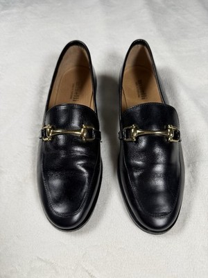 Minelli Black Leather Horsebit Loafers Women s EU 37 US 6.5/7 Made Portugal