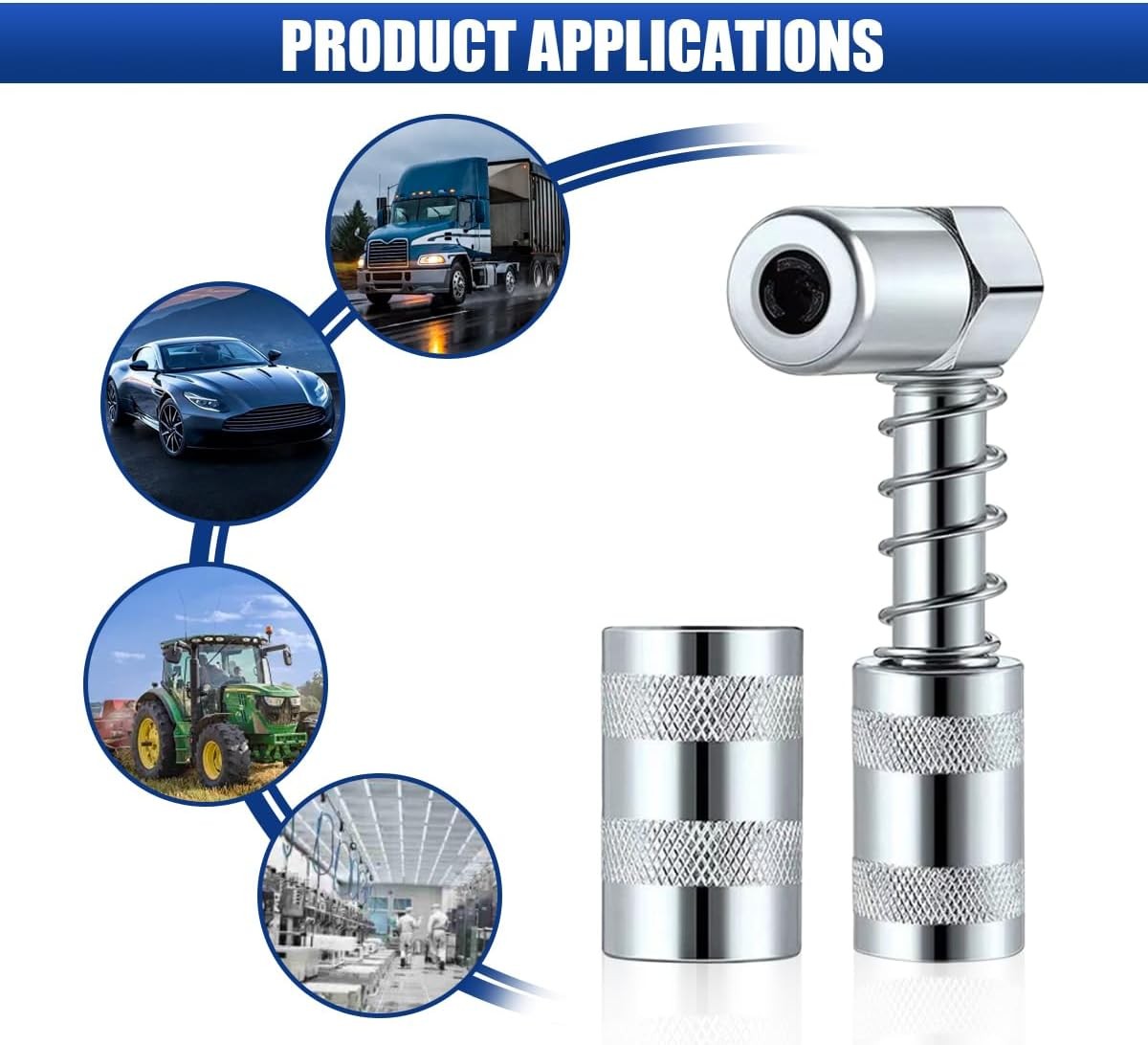 1 Set Grease Nozzle Adapter Grease Gun-Accessory 90 Degree Coupler Adapter Tool