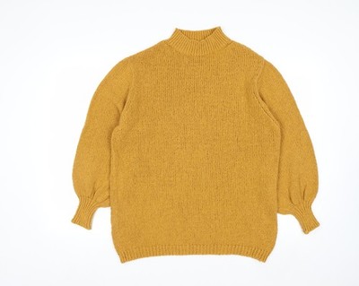 Mango Committed Strickpullover Damen senfgelb XS mit Stehkragen