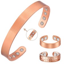 Copper Magnetic Bracelet for Women Ring 3PCS Set 12X Powerful Magnet