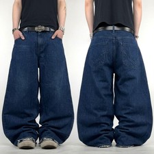 Vintage y2k grunge rare skater etnies baggy dark wash faded wide leg jeans