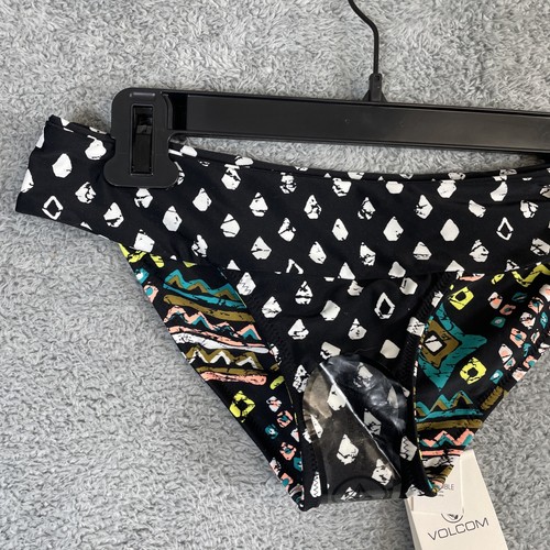 Volcom Reversible Bottoms Womens Small Black Chevron Stripe Bikini Swim NEW $45 - Picture 16 of 19