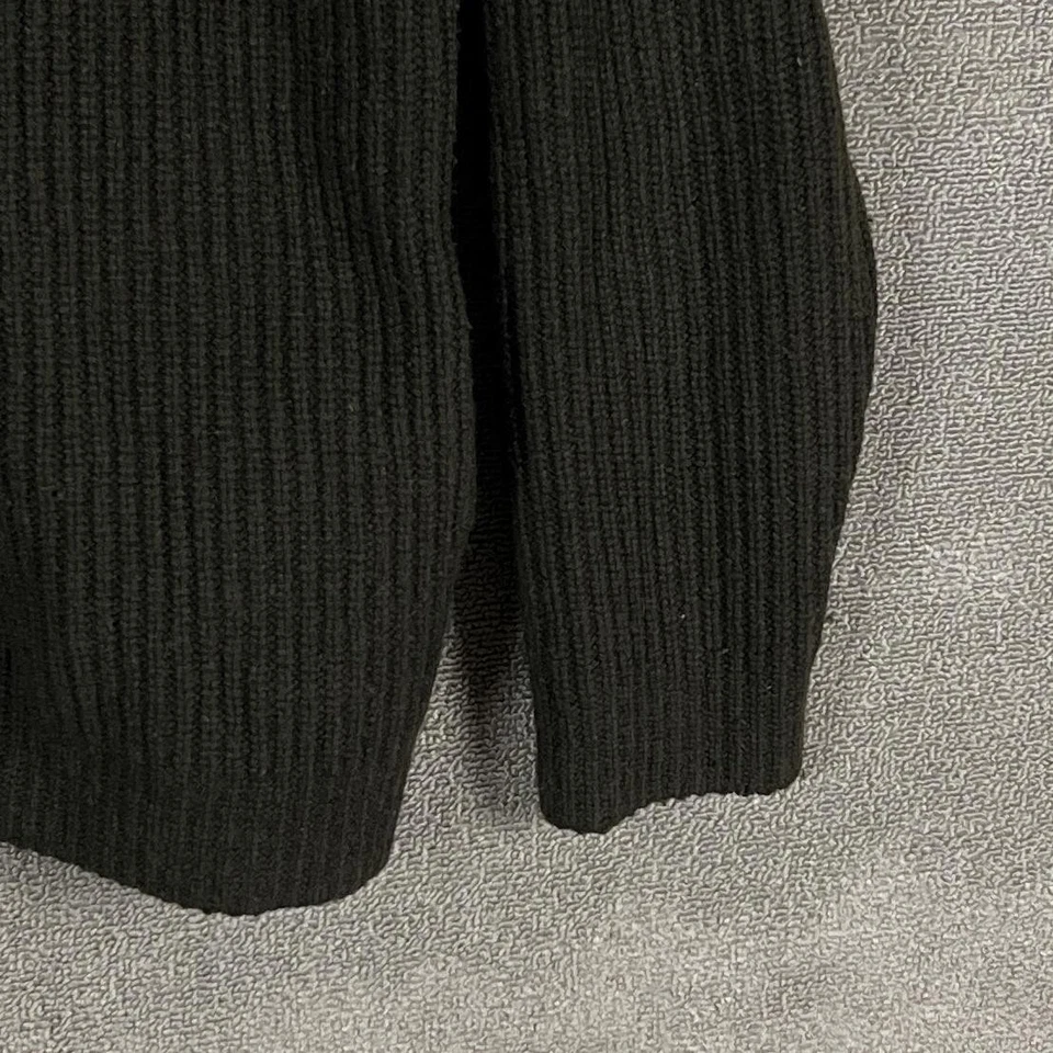 Orvis Sweater Mens Medium Dark Brown Full Zip Ribbed Lambswool Mock Neck Knit - Image 3 of 4