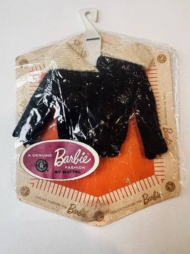 Barbie Mattel vintage PAK black cardigan sweater in original package.