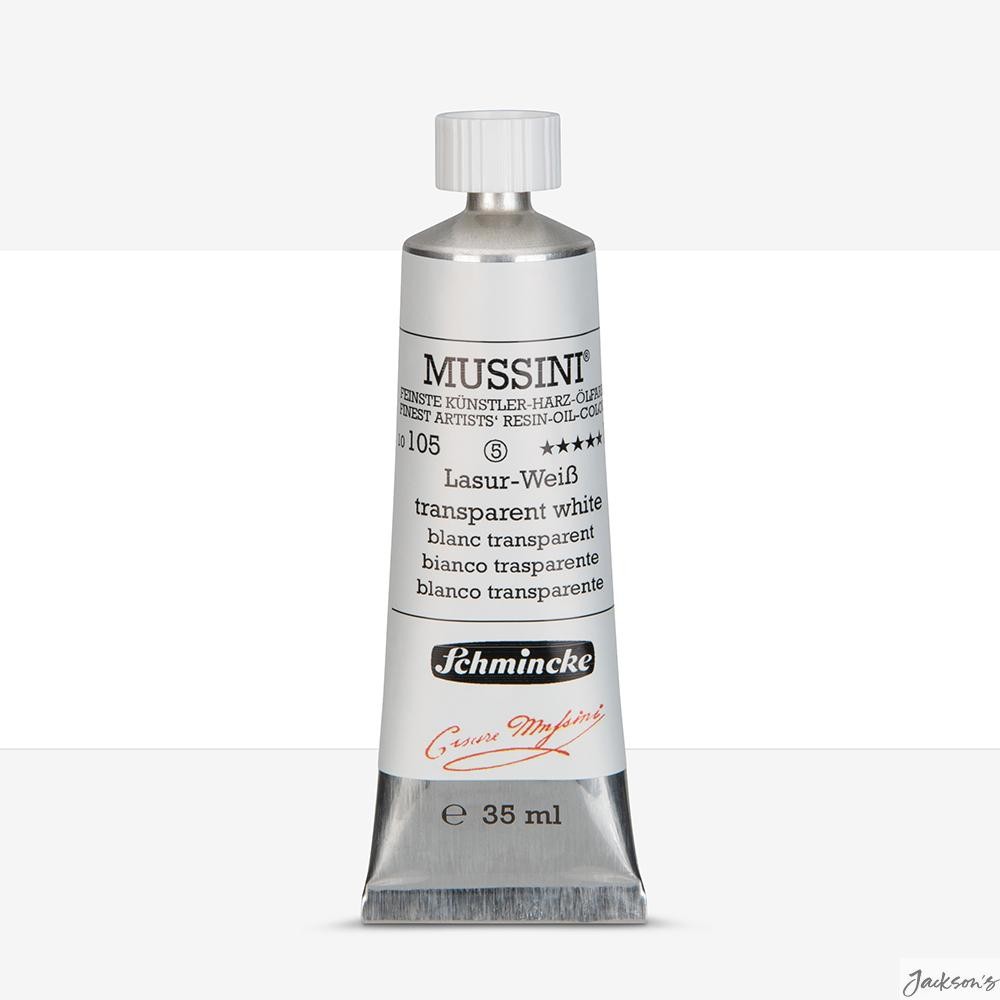Schmincke Mussini Oil Paint Natural Resin 35ml Transparent White Colour Tube
