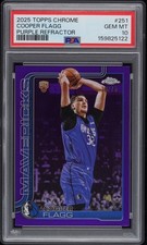 2025-26 Topps Chrome Cooper Flagg RC Rookie /75 True Purple Refractor PSA 10 Gem