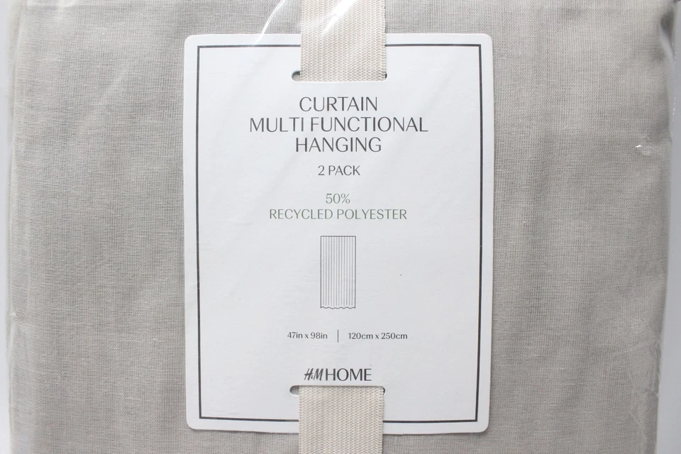 H&M Home Vorhang 2er Set 120 x 250cm Beige Multifunktionsband Neu - Bild 2 von 4