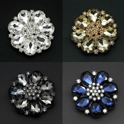 1PC Crystal Diamante Flower Buttons DIY Sewing Fasteners Accessory Shiny Fashion - Picture 8 of 15