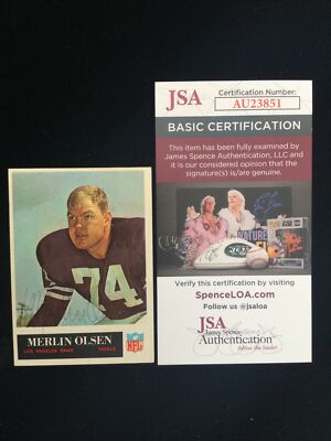 1965 Philadelphia Merlin Olsen Signed Card Los Angeles Rams JSA - BC -1 #