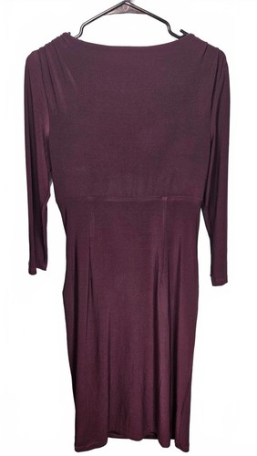 Lauren Ralph Lauren Women's Ruched V Neck Plum Dress - Size 8 - Picture 5 of 7