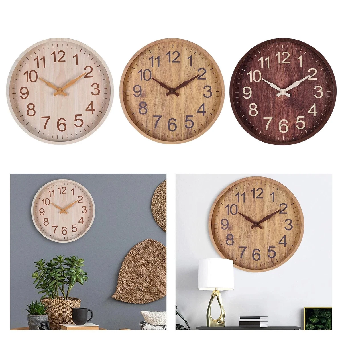 Orologio da parete a muro per cucina casa color legno grande moderno 3  colori