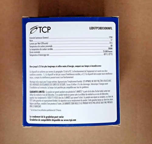 TCP LED17P38D30KNFL 15W (120W Equal) PAR38 3000K Dimmable LED Narrow Flood Bulb - Picture 6 of 7
