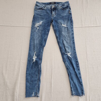 Silver Jeans Women 26 Skinny Blue Denim Stretch Distressed Landree Low Rise28x29